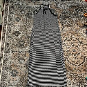 Striped racer back midi dress